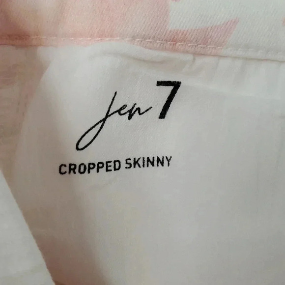 JEN7 by 7 For All Mankind Women's White/Pink Floral Skinny Jeans Pants Size 16 - Picture 14 of 16